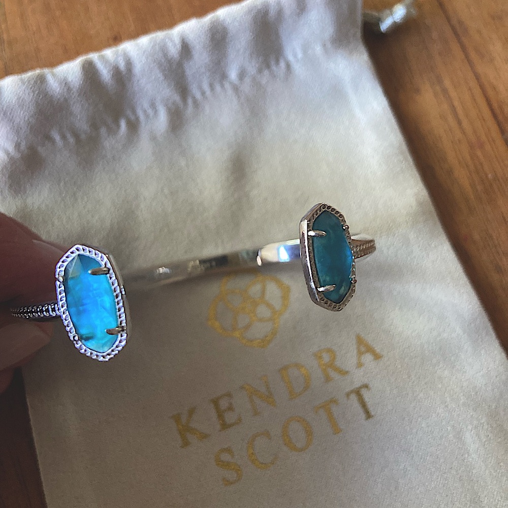 Kendra Scott Elton cuff bracelet, silver with BluebTopaz